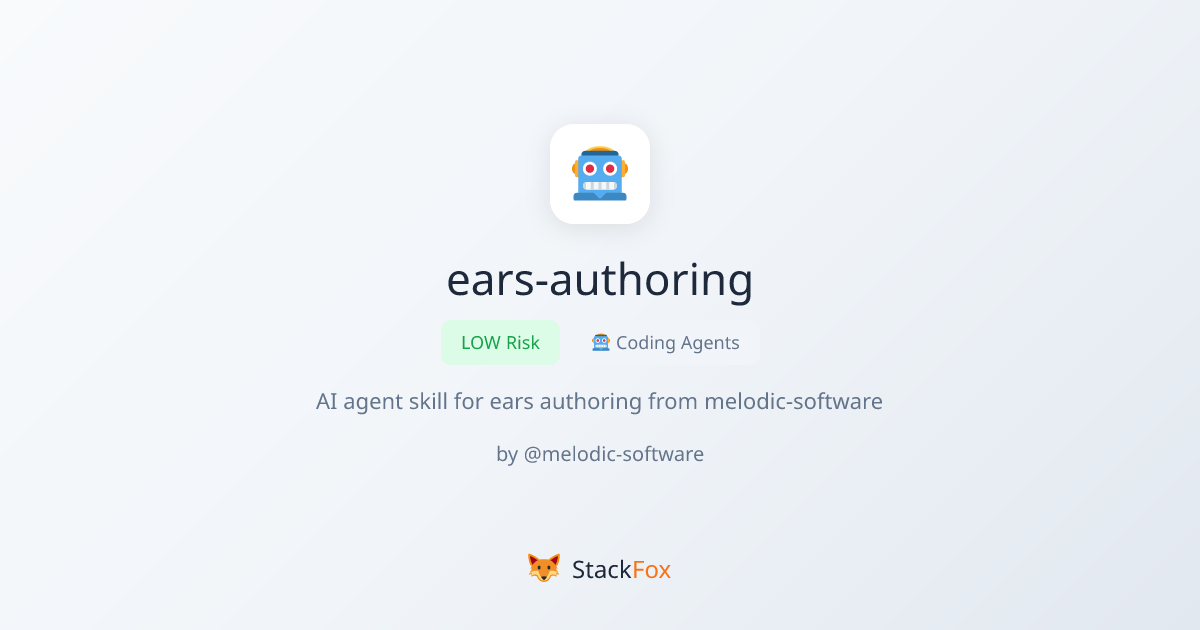 ears-authoring - Claude Code Skill | StackFox | StackFox